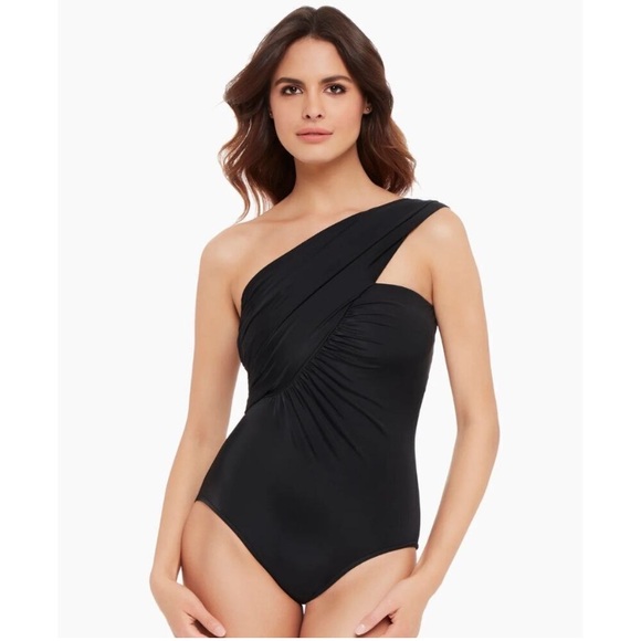 MagicSuit Goddess One Shoulder Strap One Piece Ruched Slimming Swimsuit 14 - Picture 1 of 10